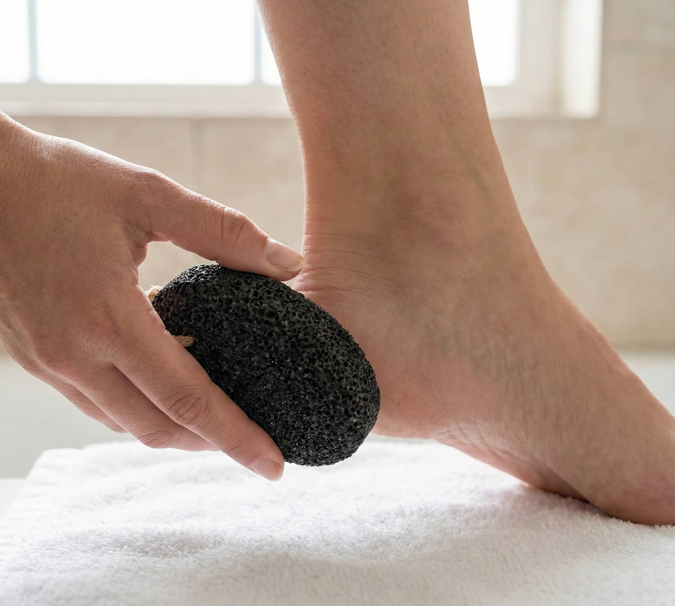 Using pumice stone on heels